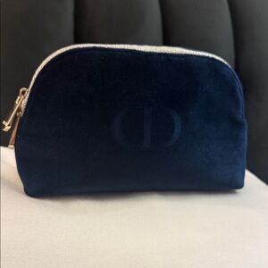 Navy Blue Velvet Pouch-Makeup Bag